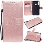 Pressed Printing Sunflower Pattern Horizontal Flip PU Leather Case for Huawei P Smart Z / Y9 Prime (2019), with Holder & Card Slots & Wallet & Lanyard (Rose Gold) - 1