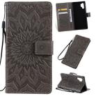 Pressed Printing Sunflower Pattern Horizontal Flip PU Leather Case for Galaxy Note 10+ / Note 10 Pro, with Holder & Card Slots & Wallet & Lanyard (Grey) - 1