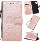 Pressed Printing Sunflower Pattern Horizontal Flip PU Leather Case for Galaxy Note 10+ / Note 10 Pro, with Holder & Card Slots & Wallet & Lanyard (Rose Gold) - 1