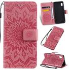 Pressed Printing Sunflower Pattern Horizontal Flip PU Leather Case for Galaxy A10e, with Holder & Card Slots & Wallet & Lanyard (Pink) - 1