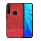 For Xiaomi Redmi Note 8 Shockproof Splicing PU + Cloth Texture PC + TPU Protective Case (Red) - 1