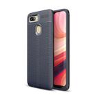 Litchi Texture TPU Shockproof Case for OPPO A7 (Navy Blue) - 1
