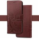 For Huawei Glory 10 Lite Pressed Flowers Horizontal Flip Leather Case With Magnetic Buckle & Holder & Card Slots & Wallet (Brown) - 1