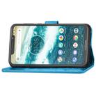 For Motorola One Power (P30 Note) G7 Pressed Flowers Horizontal Flip Leather Case With Magnetic Buckle & Holder & Card Slots & Wallet (Blue) - 4