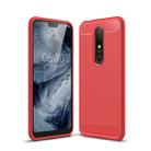 Carbon Fiber Texture TPU Shockproof Case For Nokia 6.1Plus / X6 (Red) - 1