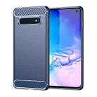 Brushed Texture Carbon Fiber TPU Case for Galaxy S10(Navy Blue) - 1