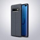 Litchi Texture TPU Shockproof Case for Galaxy S10+ (Navy Blue) - 1