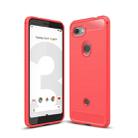 Brushed Texture Carbon Fiber Shockproof TPU Case for Google Pixel 3 Lite (Red) - 1