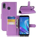 For Asus Zenfone Max (M1) ZB555KL Litchi Texture Horizontal Flip Leather Case with Wallet & Holder & Card Slots(Purple)