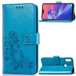 Lucky Clover Pressed Flowers Pattern Leather Case for ASUS ZB631KL, with Holder & Card Slots & Wallet & Hand Strap (Blue)