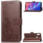 Lucky Clover Pressed Flowers Pattern Leather Case for ASUS ZB633KL, with Holder & Card Slots & Wallet & Hand Strap (Brown)