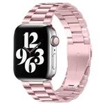 For Apple Watch Series 9&8&7 41mm / SE 3&SE 2&6&SE&5&4 40mm / 3&2&1 38mm Fold Buckle 3 Beads Stainless Steel Watch Band (Pink)