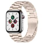 For Apple Watch Series 9&8&7 41mm / SE 3&SE 2&6&SE&5&4 40mm / 3&2&1 38mm Fold Buckle 3 Beads Stainless Steel Watch Band (Starlight)