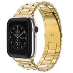 Fold Buckle 3 Beads Stainless Steel Watch Band For Apple Watch Ultra 49mm&Watch Ultra 2 49mm / Series 9&8&7 45mm / SE 3&SE 2&6&SE&5&4 44mm / 3&2&1 42mm(Gold)