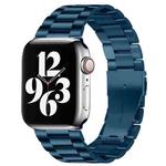 Fold Buckle 3 Beads Stainless Steel Watch Band For Apple Watch Ultra 49mm&Watch Ultra 2 49mm / Series 9&8&7 45mm / SE 3&SE 2&6&SE&5&4 44mm / 3&2&1 42mm(Blue)