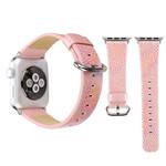 For Apple Watch Series 3 & 2 & 1 42mm Shiny Snakeskin Pattern Genuine Leather Wrist Watch Band(Pink)