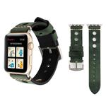 For Apple Watch Series 8&7 41mm / SE 2&6&SE&5&4 40mm / 3&2&1 38mm Retro Hole Genuine Leather Wrist Watch Band(Green)