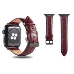 Ostrich Skin Texture Genuine Leather Wrist Watch Band for Apple Watch Series 3 & 2 & 1 38mm(Wine Red)