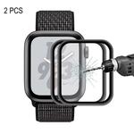2 PCS ENKAY Hat-Prince 0.2mm 9H 3D Aluminum Alloy Frame Full Screen Glass Film for Apple Watch Series 4 44mm(Black)
