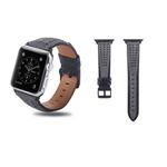Round Hole Top-grain Leather Wrist Watch Band for Apple Watch Series 7 41mm / 6 & SE & 5 & 4 40mm / 3 & 2 & 1 38mm