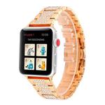 Three beads with Diamond Watch Band for Apple Watch Series 5 & 4 & 3 & 2 & 1 42mm & 44mm(Rose Gold)
