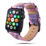 For Apple Watch Series 9&8&7 41mm / SE 3&SE 2&6&SE&5&4 40mm / 3&2&1 38mm Snake Skin Texture Top-grain Leather Strap(Pink)