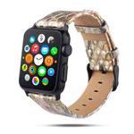 For Apple Watch Series 7 41mm / 6 & SE & 5 & 4 40mm / 3 & 2 & 1 38mm Snake Skin Texture Top-grain Leather Strap(Gold)