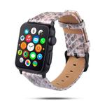 For Apple Watch Series 7 41mm / 6 & SE & 5 & 4 40mm / 3 & 2 & 1 38mm Snake Skin Texture Top-grain Leather Strap(Light Pink)