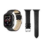 Genuine Leather Carbon Fiber Strap for Apple Watch Ultra 49mm&Watch Ultra 2 49mm / Series 10 46mm / 9&8&7 45mm / SE 3&SE 2&6&SE&5&4 44mm / 3&2&1 42mm