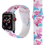 Silicone Printing Strap for Apple Watch Series 5 & 4 40mm (Pink Butterfly Pattern)
