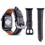 For Apple Watch Series 3 & 2 & 1 38mm Tiga Line Pattern PU Leather Wrist Watch Band (Black)