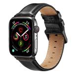 Black Buckle Leather Watch Band For Apple Watch Series 10 42mm / 9&8&7 41mm / SE 3&SE 2&6&SE&5&4 40mm / 3&2&1 38mm(Black)