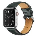 Black Buckle Leather Watch Band For Apple Watch Series 8&7 41mm / SE 2&6&SE&5&4 40mm / 3&2&1 38mm(Dark Green)