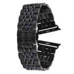 20mm Women Hidden Butterfly Buckle 7 Beads Stainless Steel Watch Band For Apple Watch 38mm(Black)