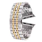 20mm Women Hidden Butterfly Buckle 7 Beads Stainless Steel Watch Band For Apple Watch 38mm(Silver Gold)