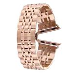 Hidden Butterfly Buckle 7 Beads Stainless Steel Watch Band For Apple Watch 42mm(Rose Gold)