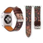 For Apple Watch Series 3 & 2 & 1 38mm Retro Flower Series Genuine Leather Watch Band