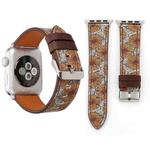 For Apple Watch Series 3 & 2 & 1 42mm Retro Flower Series Genuine Leather Watch Band