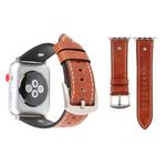Crowe Star Embossing Texture Genuine Leather Wrist Watch Band for Apple Watch Series 3 & 2 & 1 38mm(Dark Brown)