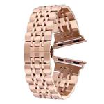22mm Men Hidden Butterfly Buckle 7 Beads Stainless Steel Watch Band For Apple Watch 38mm(Rose Gold)