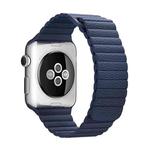 For Apple Watch 42mm Loop Magnetic Closure Clasp PU Leather Watch Band(Dark Blue)