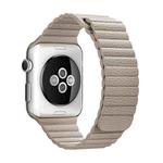 For Apple Watch 42mm Loop Magnetic Closure Clasp PU Leather Watch Band(Khaki)