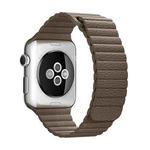 For Apple Watch 42mm Loop Magnetic Closure Clasp PU Leather Watch Band(Brown)