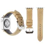 Leather Wrist Watch Band with Stainless Steel Buckle for Apple Watch Series 3 & 2 & 1 38mm(Khaki)