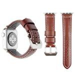 Leather Wrist Watch Band with Stainless Steel Buckle for Apple Watch Series 3 & 2 & 1 38mm(Dark Brown)