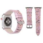 Fashion Plum Blossom Pattern Genuine Leather Wrist Watch Band for Apple Watch Series 3 & 2 & 1 38mm(Purple)