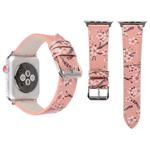 Fashion Plum Blossom Pattern Genuine Leather Wrist Watch Band for Apple Watch Series 3 & 2 & 1 42mm(Pink)