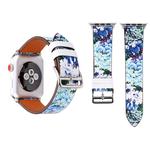 Fashion Genuine Leather New Spring Blue Flower Pattern Watch Band for Apple Watch Series 3 & 2 & 1 38mm