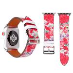 Fashion Genuine Leather New Spring Blue Flower Pattern Watch Band for Apple Watch Series 3 & 2 & 1 38mm