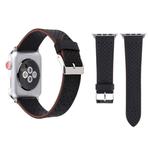 For Apple Watch Ultra 49mm / Series 8&7 45mm / SE 2&6&SE&5&4 44mm / 3&2&1 42mm Simple Fashion Genuine Leather Hole Pattern Watch Band(Black)